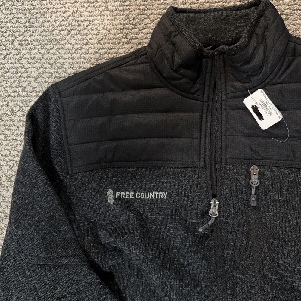Free Country Men's Sweater Fleece Jacket. Black Heather. Size M nwot